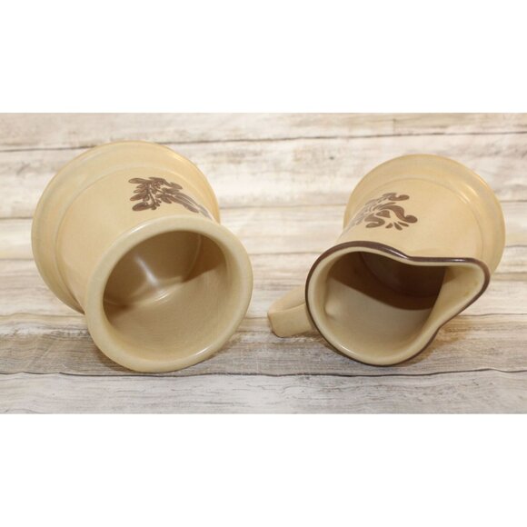 Pfaltzgraff Village Creamer 6-24 and Sugar 6-22 Set, Beige With Brown Designs - Picture 4 of 7